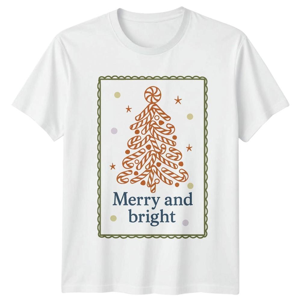 Merry And Bright Christmas Candy Cane Holidays Unisexs TShirt Unisexs Tee S