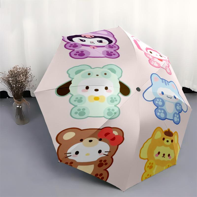 Cartoon Sanrio Cartoon Umbrella, Portable 3-Fold Compact Umbrella, Suitable for Camping, Hiking and Travel, Ideal Easter Birthday Gift for Family and