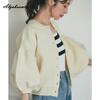 Korean Ulzzang Autumn Winter Women Sweater Blue Pink Black Apricot Knitting Cardigan Knitted Lantern Sleeve Stylish Outerwear