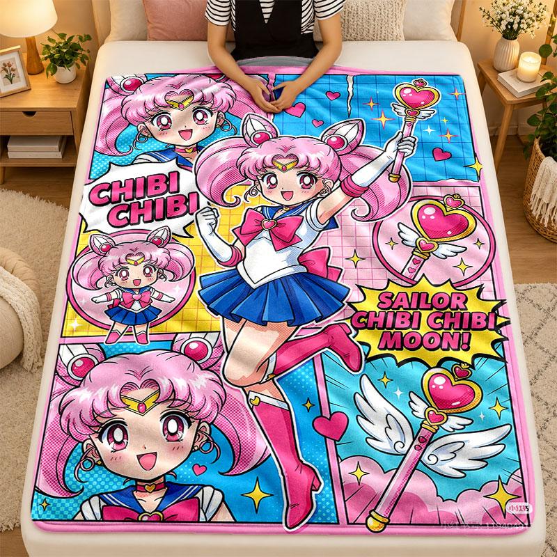 Flannel BlanketSailor Moon Warm Soft Throw Blanket for Indoor Sofa Bed Living Room Use