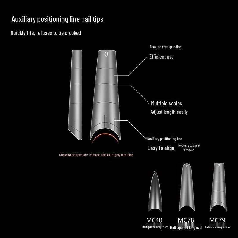600pcs Transparent Full Cover Nail Tips with Scale Line - No Filing Needed, Traceless, Removable, Wearable False Fingernail Stickers in Box.