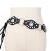 Retro Metal Rivet Buckle Leather Splicing Waist Belt Bohemian Style Trendy For