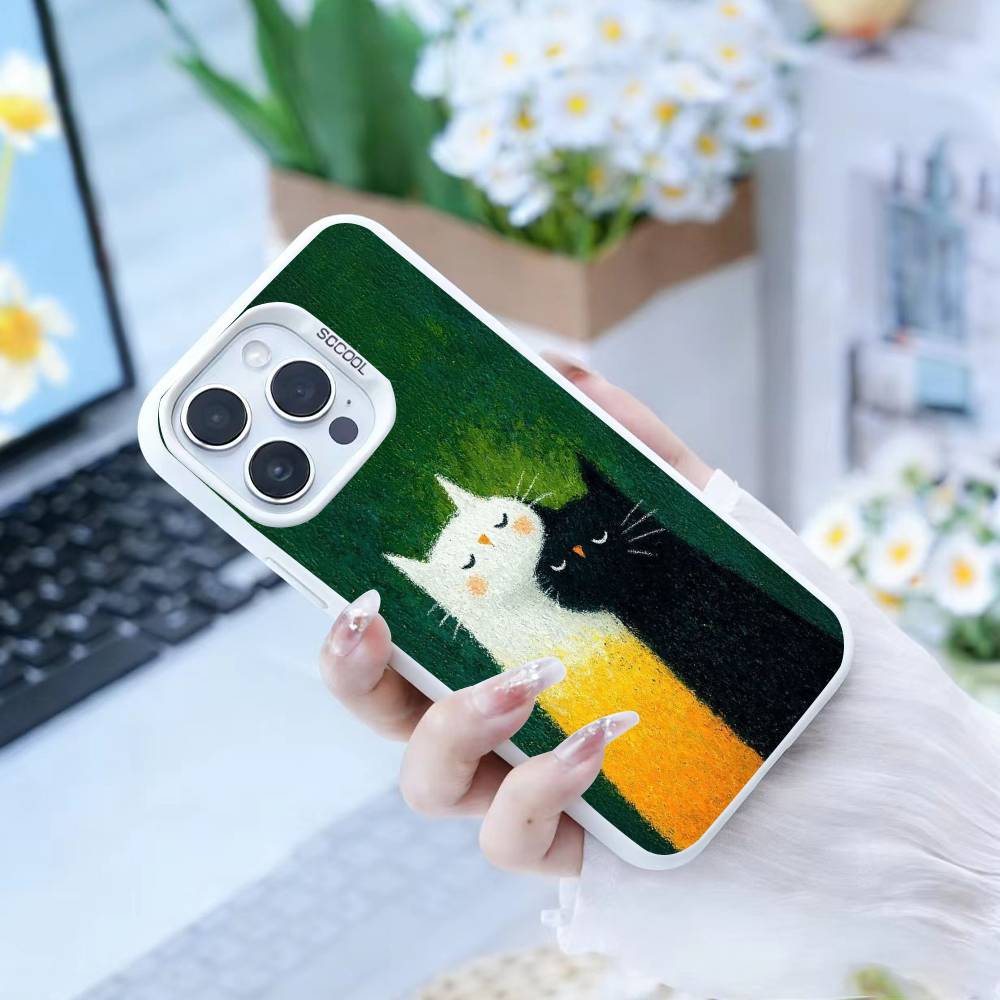 Милый Кот Забавный Чехол Для Телефона Для IPhone 16 17 15 14 12 13 Pro Max Черный Цвет Ударопрочный Чехол iPhone12