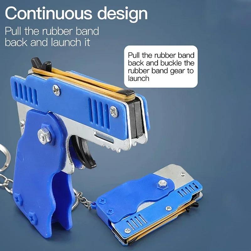 Children'S Simulation Toy Gun 100Pcs Eraser Boys Competitive Shooting Boys Gift Stretch Folding Can Be Fired Rubber Band Toy Gun