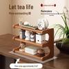 Mini Wooden Desktop Bookcase & Tea Table Storage Rack with Cup Holder - New Chinese Style