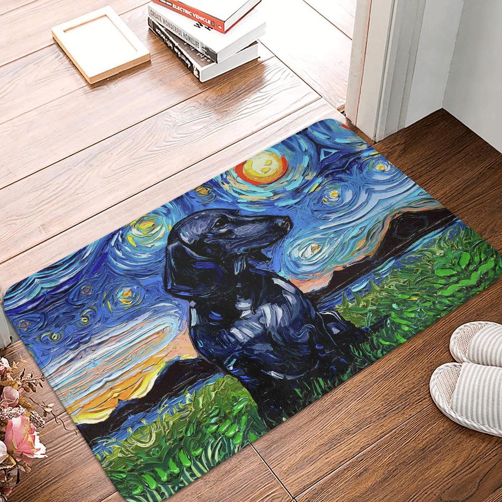 Retro Starry Night German Shorthair Pointer Doormat Anti-Slip Kitchen Bathroom Mat Garden Garage Door Floor Entrance Carpet Rug