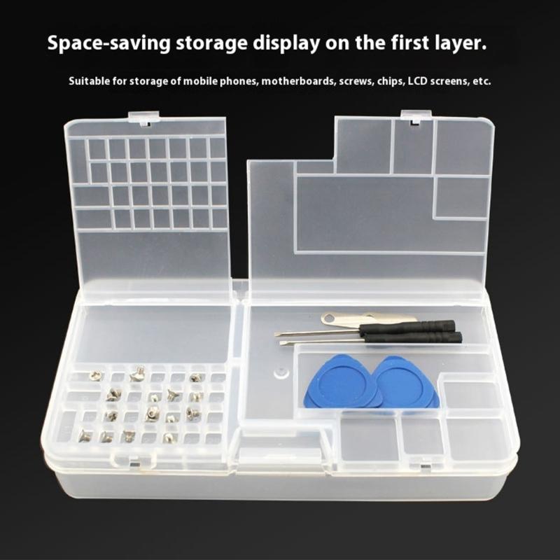 Heavy Duty Tool Storage Case Featuring 2Tier Compartments Compactly Design For Hardware Organization Storage Box Holder