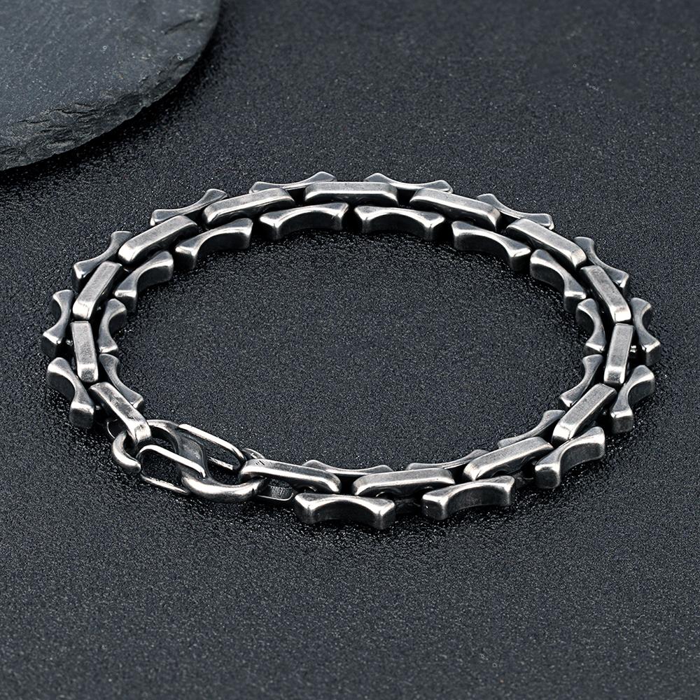 11mm Vintage Keel Chain Bracelet for Men Oxidized Square Link Wristband Viking Punk Father's Day Gift