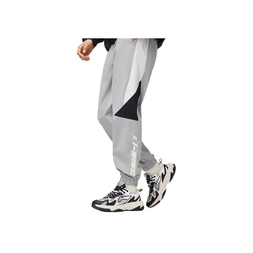 Li-Ning Color Block Letter Mid Waist Tapered Knit Sports Pants Men Bottoms Ultimate-Gray AYKU363-6