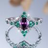 Trendy Pink Purpl Zircon Crystal Drop Stone Vintage CopperGold Color Wedding Bands Engagement Rings For Women Jewelry