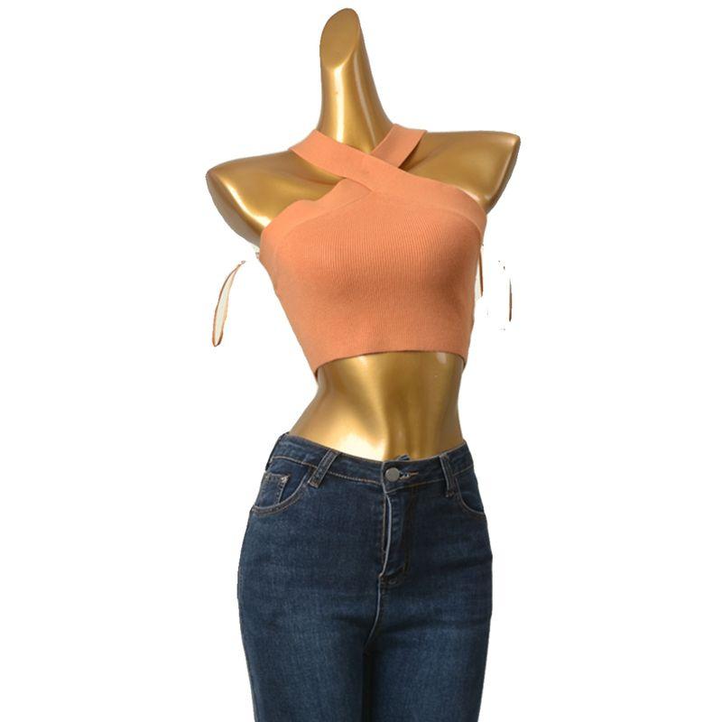 Affordable Luxury Fashion Brand Cross-Halterneck Vest Fashion Wind Sexy Sexy Short Inner Wear Knitting Base Small Sling