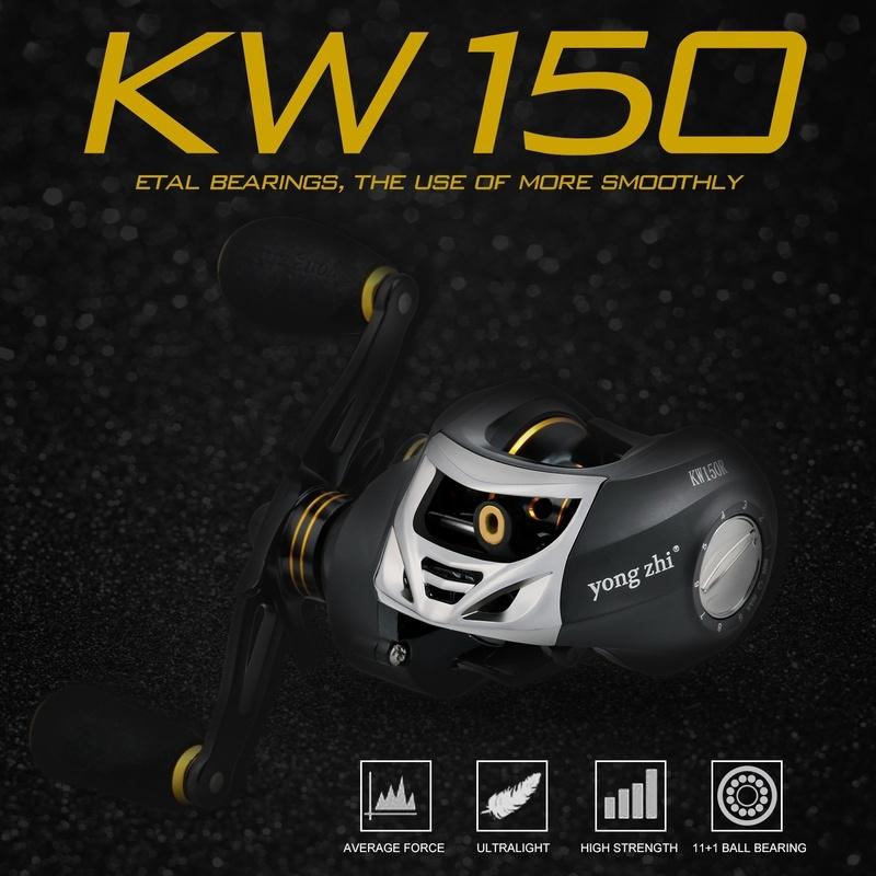 

Углеродное волокно, регулируемая магнитная тормозная система, катушки для ловли окуня, пресноводной и соленой воды Right Hand жёлтый