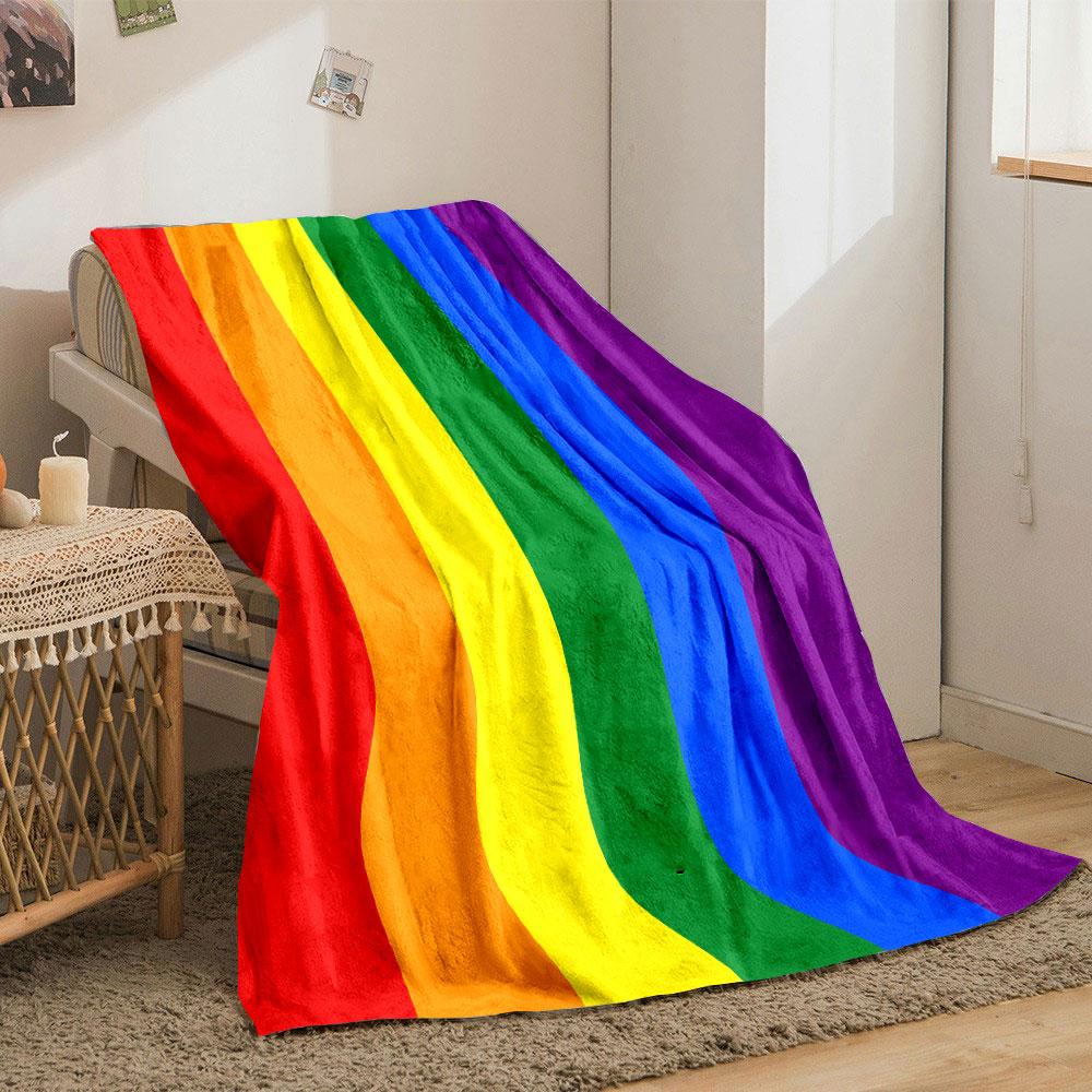 Rainbow Striped Blanket bedroom Blanket for Livingroom Couch lunch break Soft Cozy throw for Friend's festival Gift
