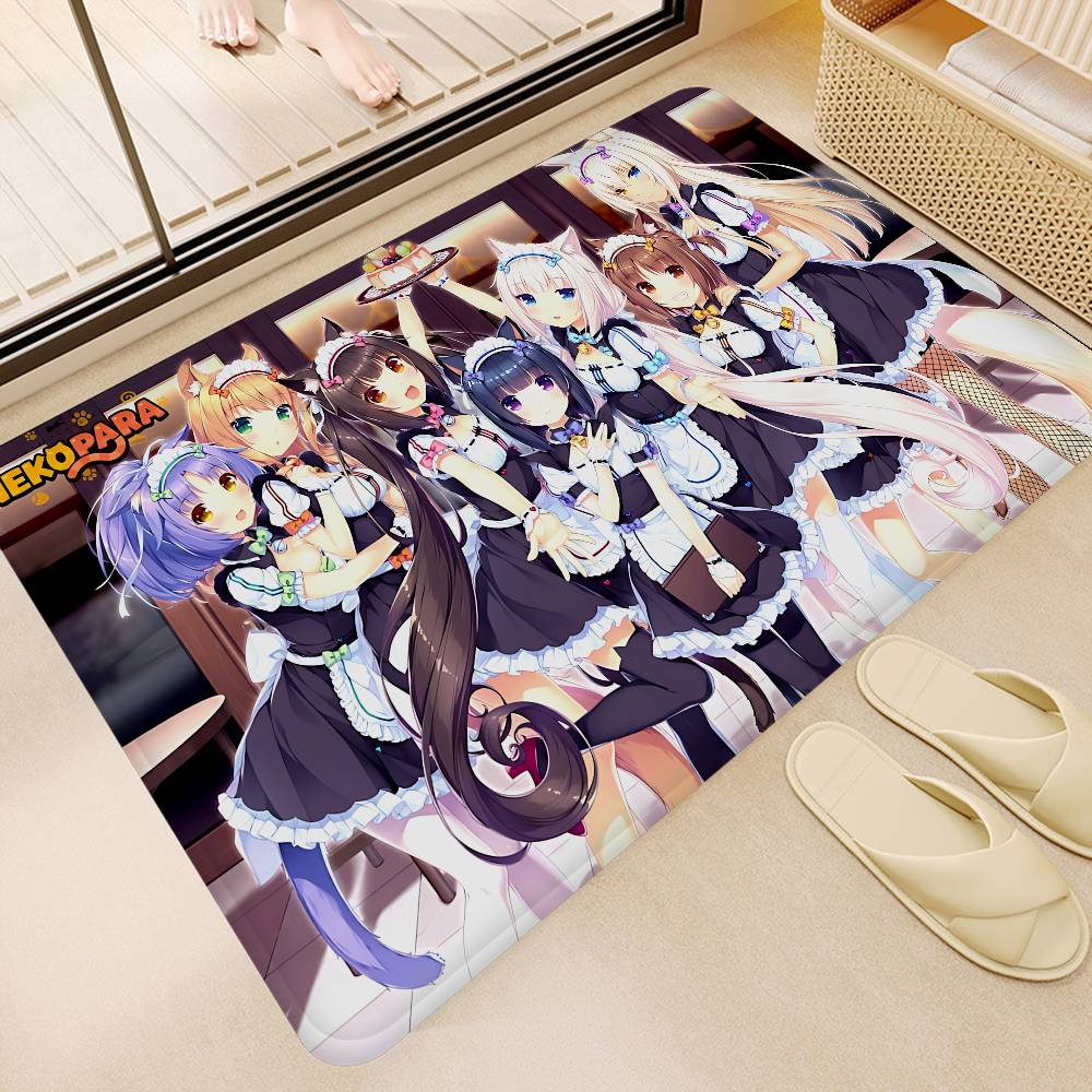 Nekopara Anime Room Mats Anti-slip Absorb Water Long Strip Cushion Bedroon Mat Household Carpets