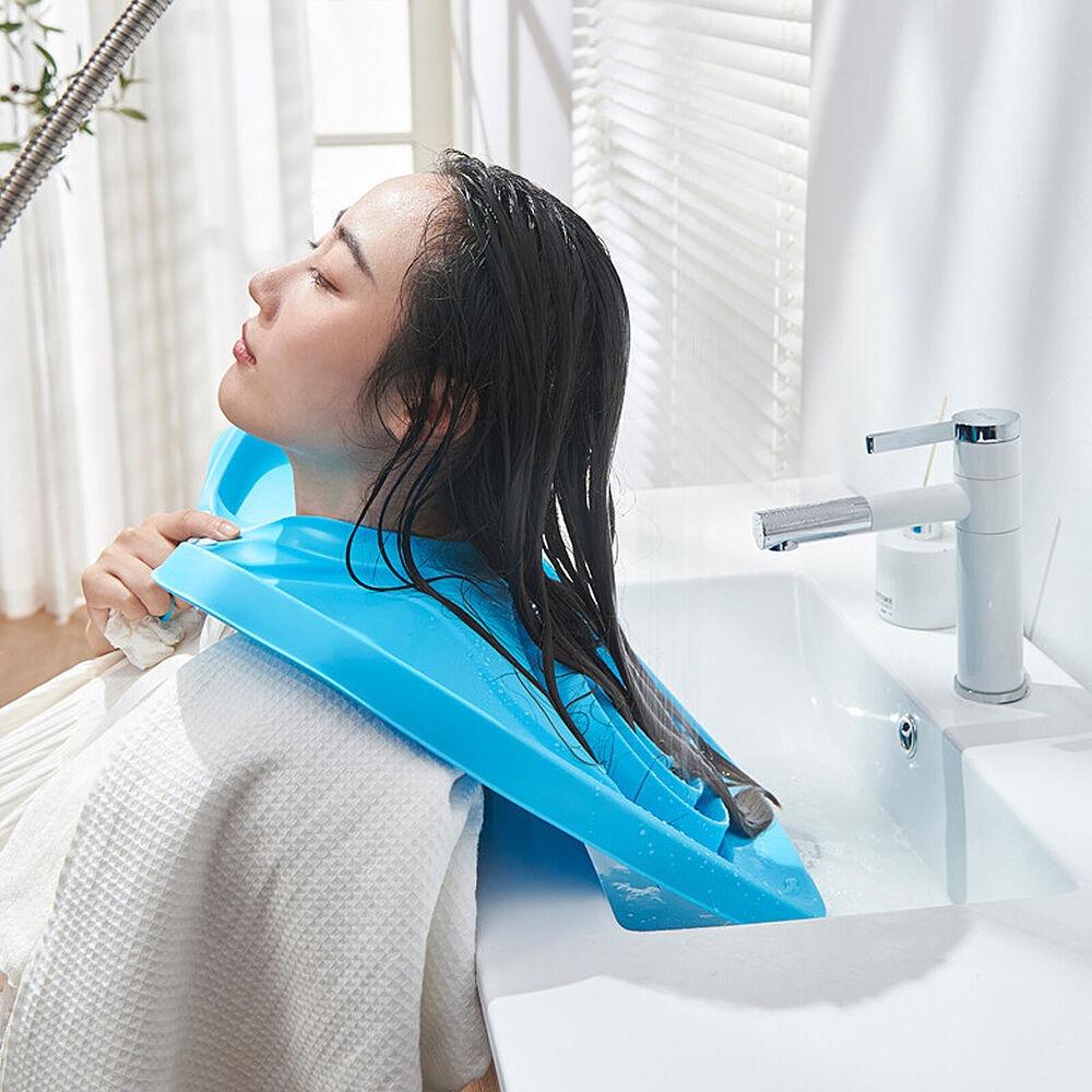 Foldable Hair Washing Basin Portable No Lying Down Backwash Tray Adjustable Neck Strap No Bending Hair Washing Tray Home