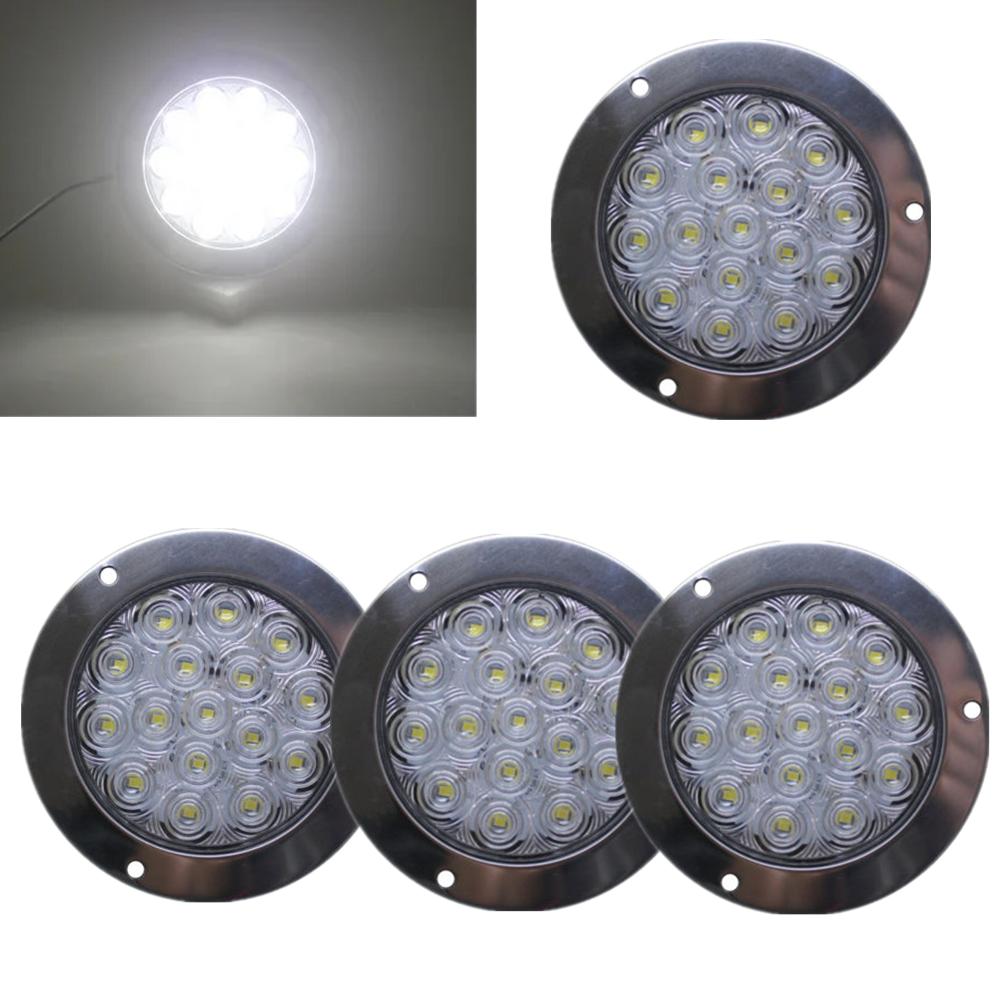 

4 шт. Круглые задние фонари 16 светодиодов 12 В 24 В Автомобиль Грузовик Поворотники Стоп-сигналы Тормозные огни Прицеп Грузовик Задние габаритные огни Огни заднего хода белый