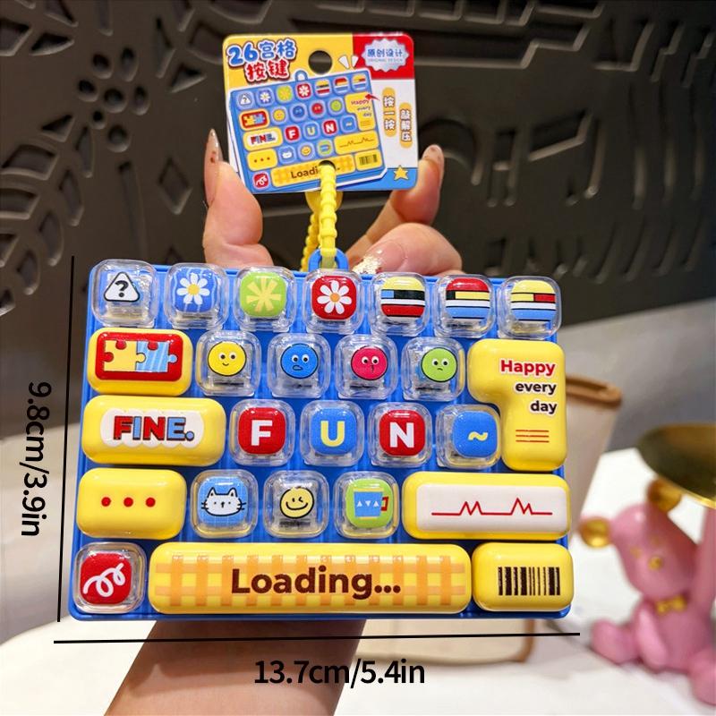 26-Gitter Tastatur Klicker Schlüsselanhänger Cartoon Spaß Stressabbau Tastatur Schlüsselanhänger Transparenter Tastatur Aufhänger Anhänger Zubehör