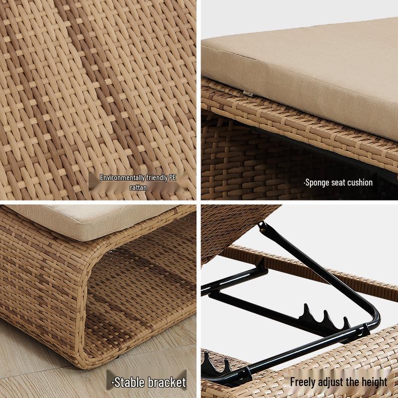 Rattan Outdoor Lounge Chair for Pool, Beach, or Balcony