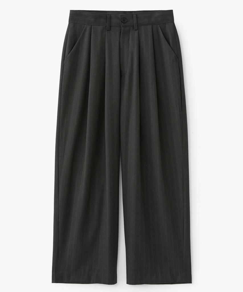 COFWI Melsa Double-Pleat Striped Wide Slacks Dark Gray