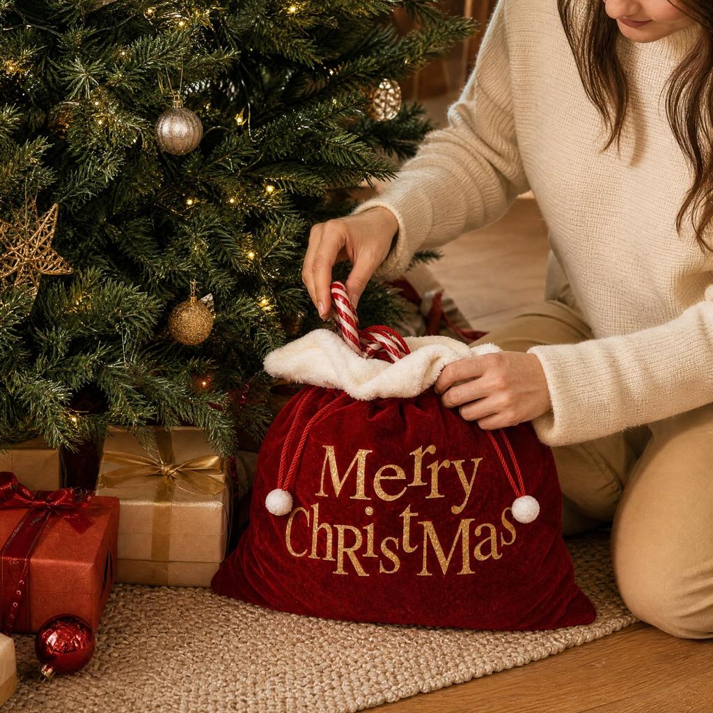 Velvet Christmas Gift Bags for, Holiday Party for Christmas Eve