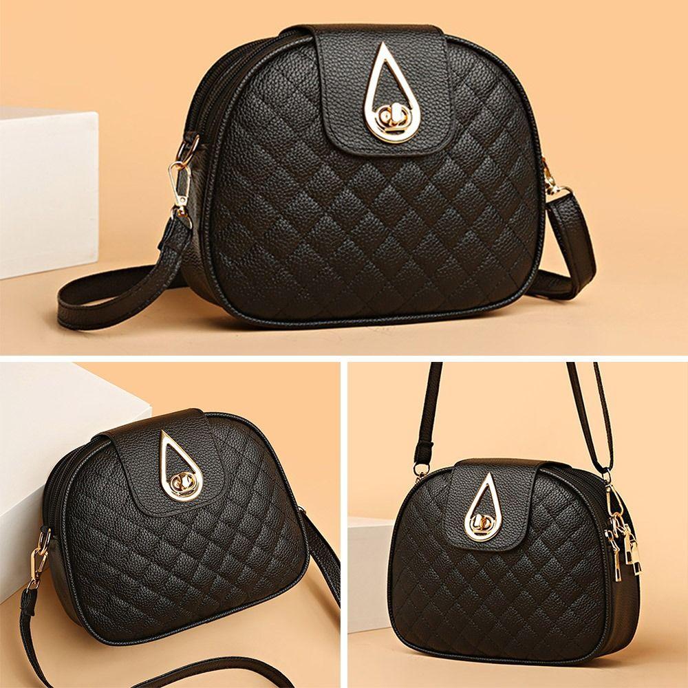 

Black Crossbody Bag PU Leather Small Messenger Bag Casual Single Shoulder Bag