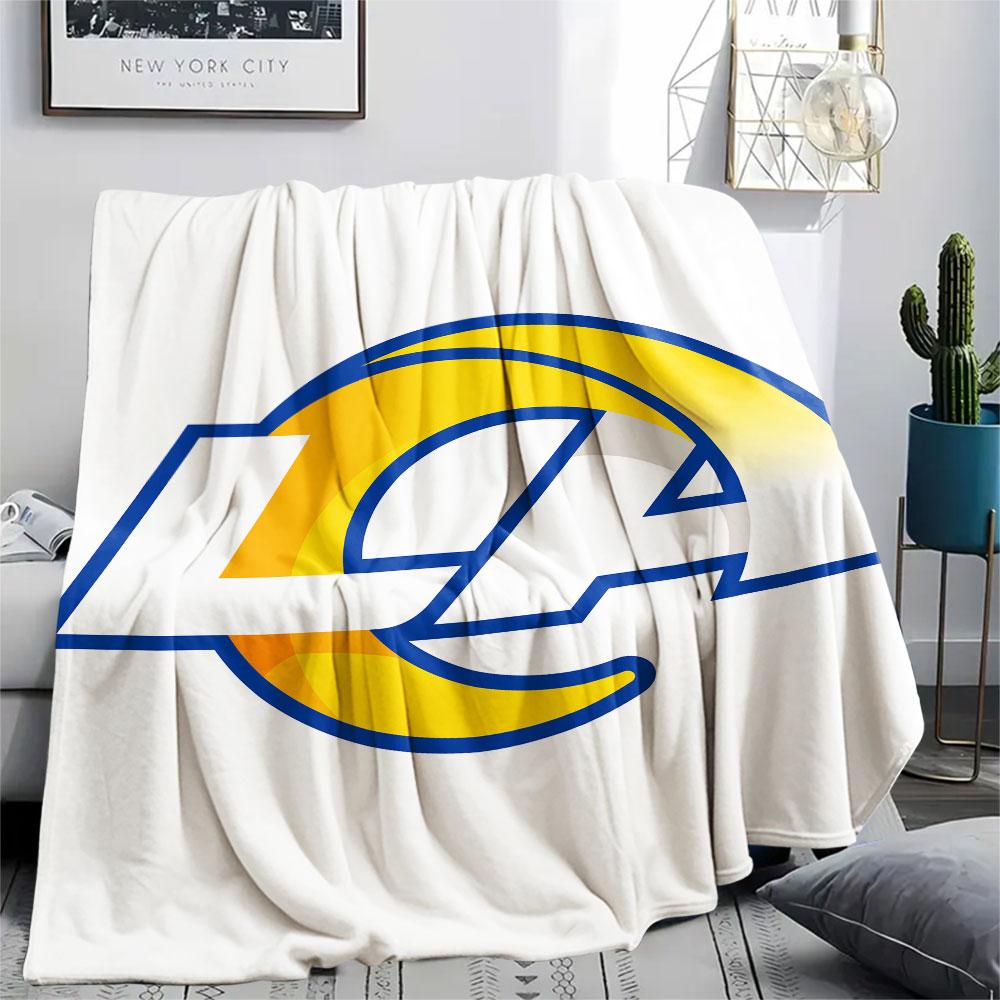 LA Rams Printed Flannel Blanket, Soft Throw for Bedroom Sofa, Washable, Fan Merchandise, Great Gift.