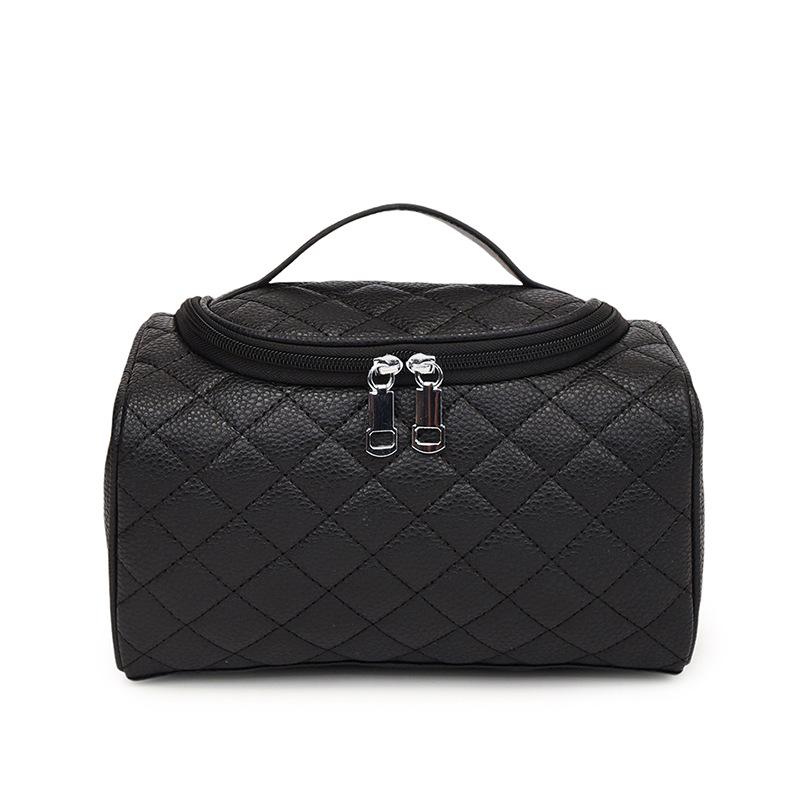 

PU Leather Sewing Makeup Bag Multifunctional Women s Cosmetic Bag Portable Women Wash Bag with Zipper Large Capacity Storage Bag