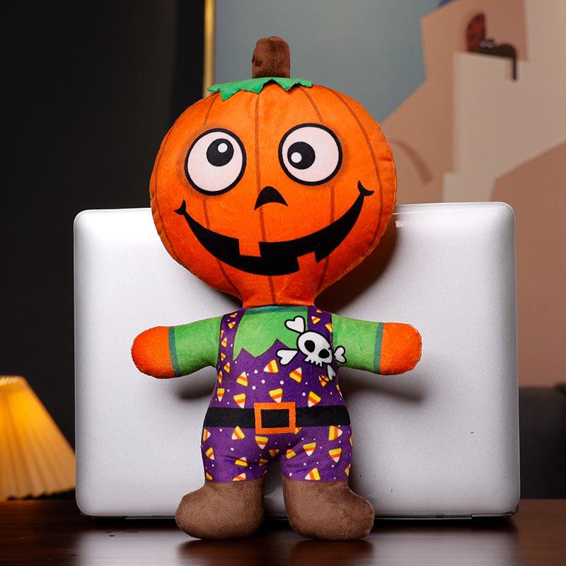 Halloween Plush Pumpkin, Vampire, and Skeleton Figures - Funny Decorative Pillow Set