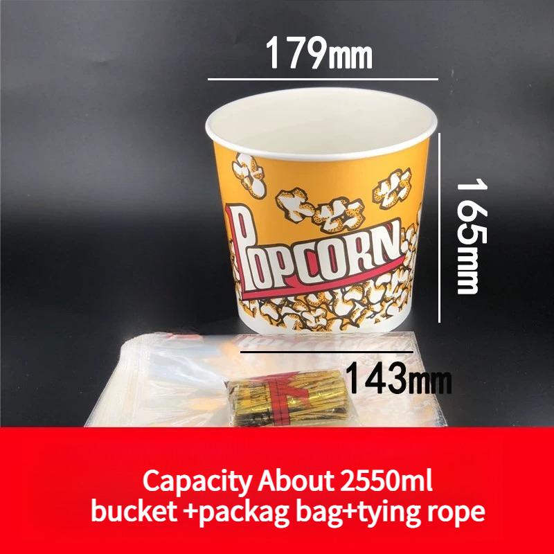 Large Capacity Popcorn Bucket Disposable Food Grade Paper Bucket Thickened Packag Box for Cinemas Oil Proof and Leak Proof Snack Packaging Container