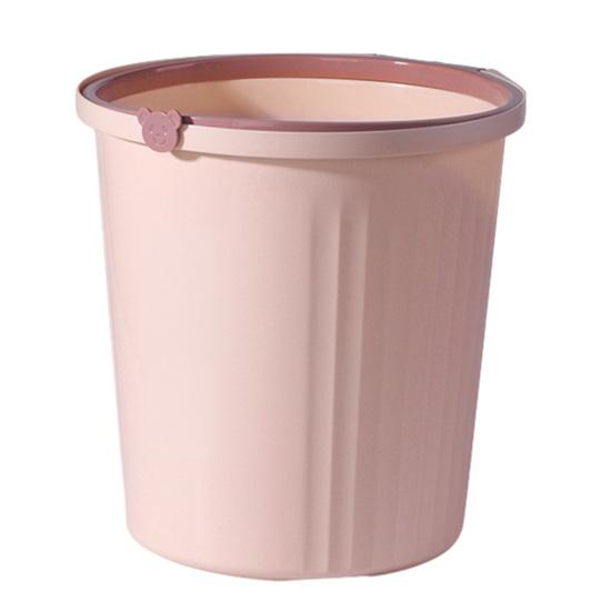 

Garbage Can Strong Load Capacity Simple Style Paper Basket with Pressure Ring Striped Trash Can for Home Kitchen Dining Room M 1pc розовый