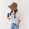Wide Brim Straw Bucket Hat Classic Ruffle Crochet Summer Sun Hats Hollow Out Breathable Outdoor Travel Beach Hats for Women Daily Use