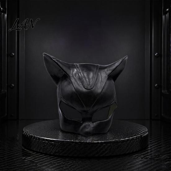 Soft Material Halloween Mask Catw Woman Mask, Black Cat Eye Costume Latex Full Face Leather Accessory for Masquerade Superhero Cosplay Party Glossy