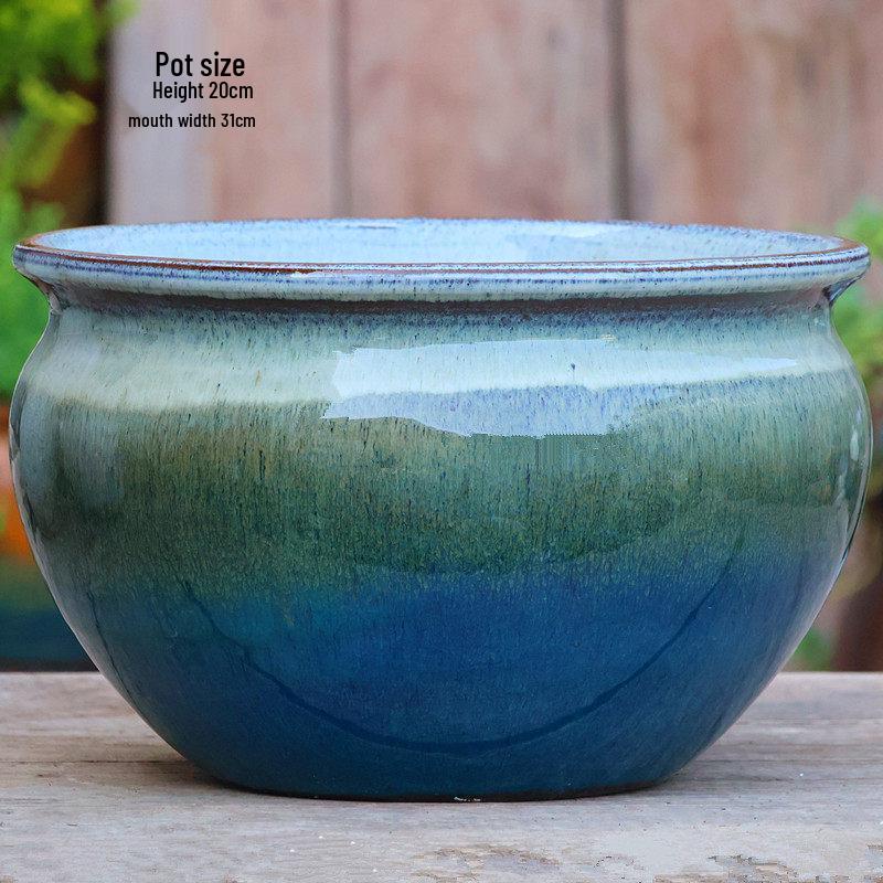 Retro Ceramic Tall Wide-Mouth Flower Pot: Tree Trunk Design for Bougainvillea, Hydrangea, and Roses.