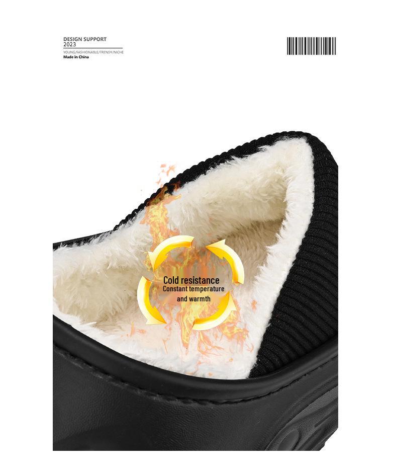 Men's Plus Size Non-Slip Cotton Slippers - Indoor/Outdoor, Warm, Heel-Covering Winter Shoes.