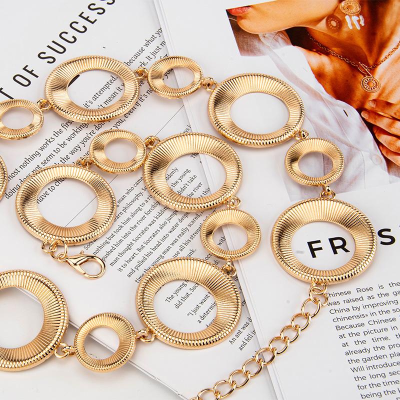 Fashionable and Noble Temperament Metal Waist Chain Women's European and American Dress Ring Accessories Design Belt Women's Style