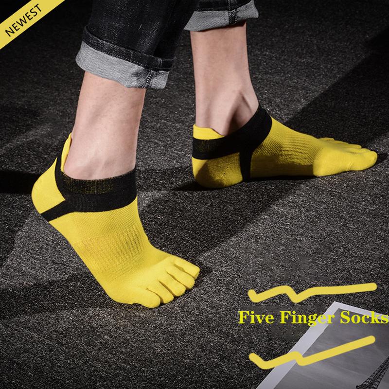 6 Pairs Toe Socks Men Cotton Striped Ankle Socks Sport Breathable Mesh Shaping Anti Friction No Show Short Sock With Five Finger