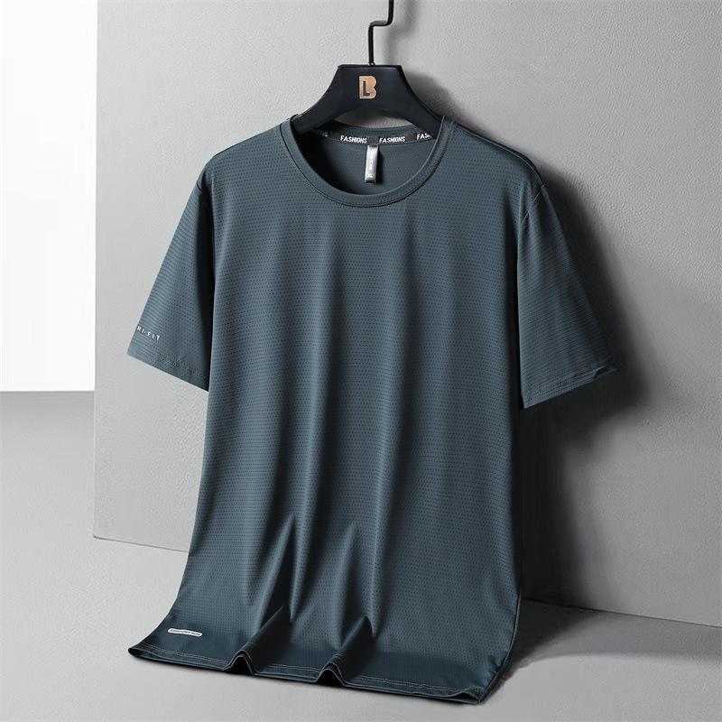 High-Quality Ice Silk T-Shirts Men Plus Size 8XL Male Tshirt Fat Man Tee Shirt Breathable Wearing Tee Tops Running
