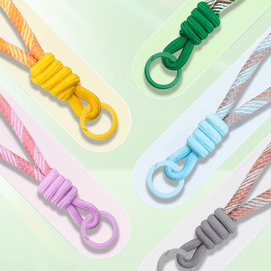 2Pcs Keychain Lanyard Two-Color Design Braided Rope Wrist Strap with Hanging Ring Keys Phone Bag Decor DIY Accessories