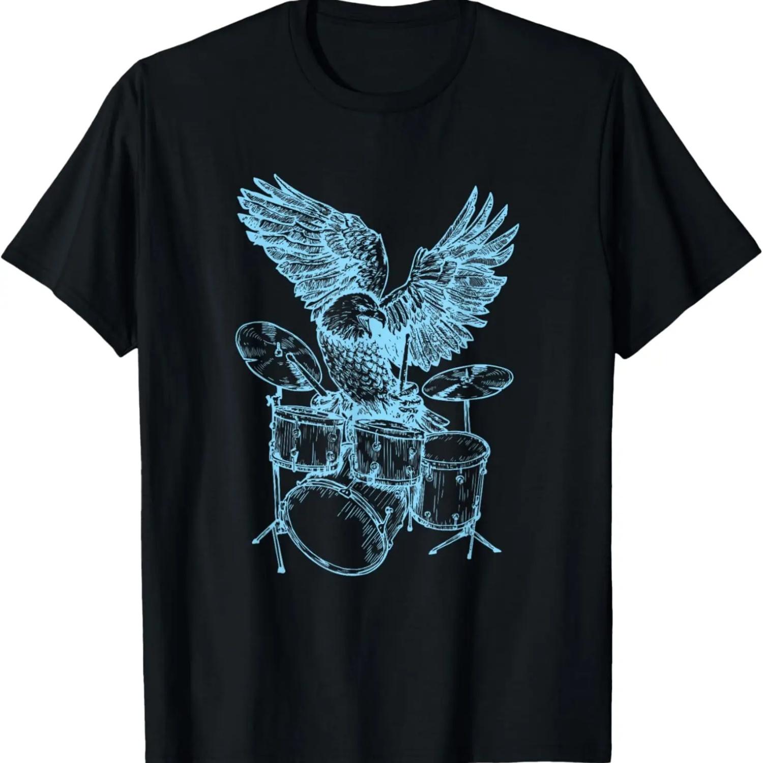 SEEMBO Eagle Playing Drums Musician Drummer Drumming Band T-Shirt S