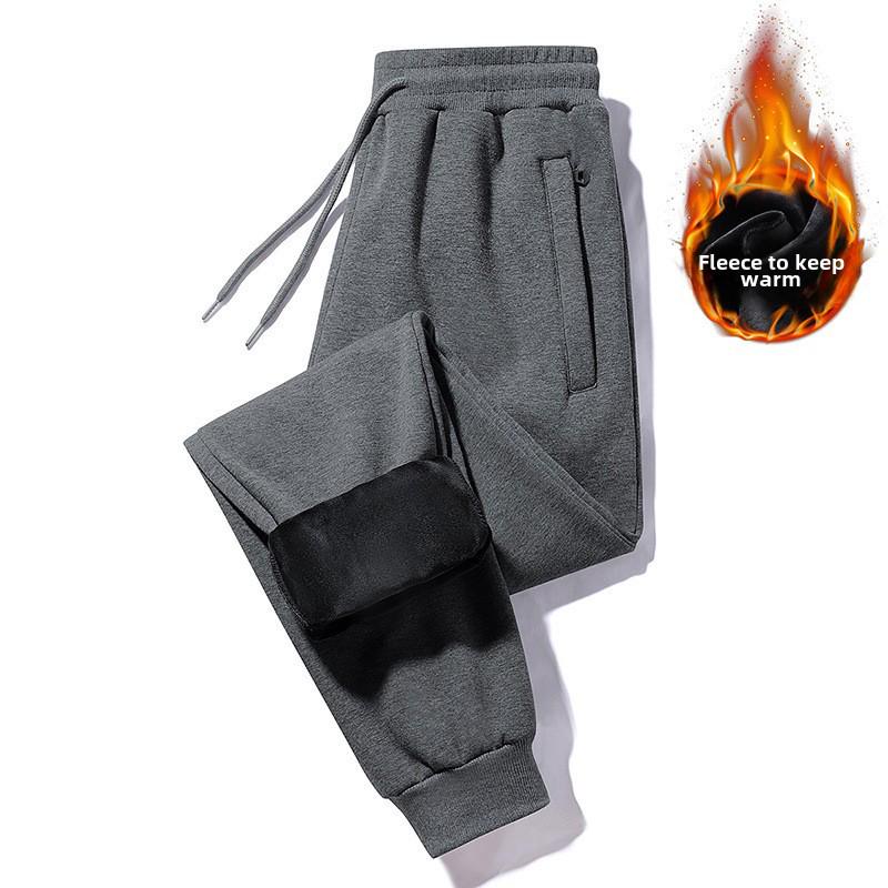 2025 Men's Loose Fit Velvet-Lined Winter Sports Pants with Zipper Cuffs