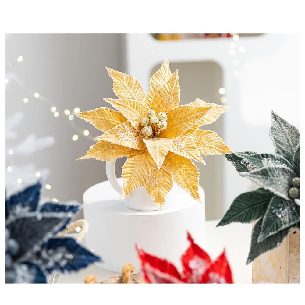 1 Stück 26cm Weihnachtsbaumdekoration Weihnachten Simulationsblume Reifblume DIY Partyatmosphäre Dekorationen