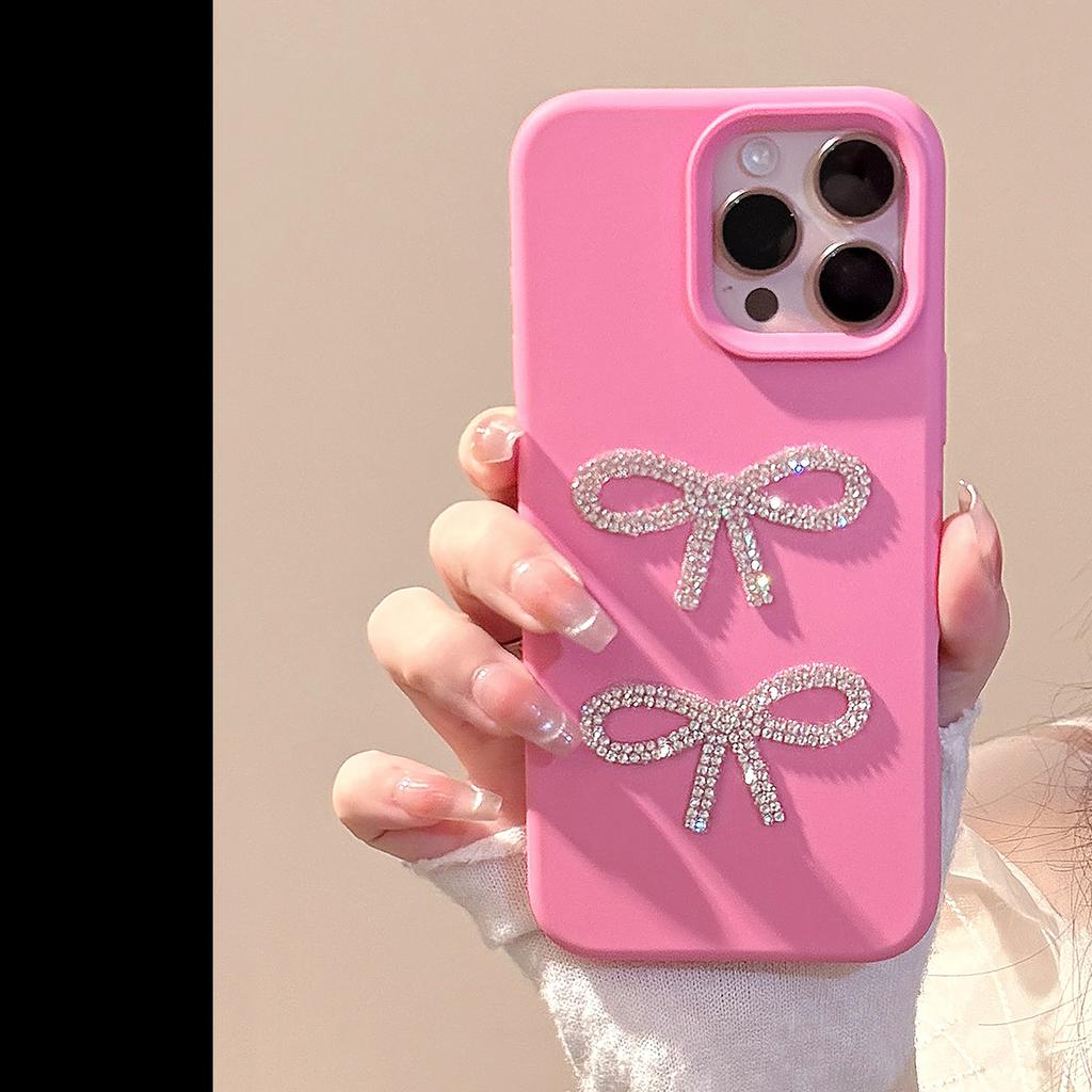 3D Sparkling Diamond Bow Phone Case17Apple16Light Luxury iphone14promax Applicable13Advanced Sense11