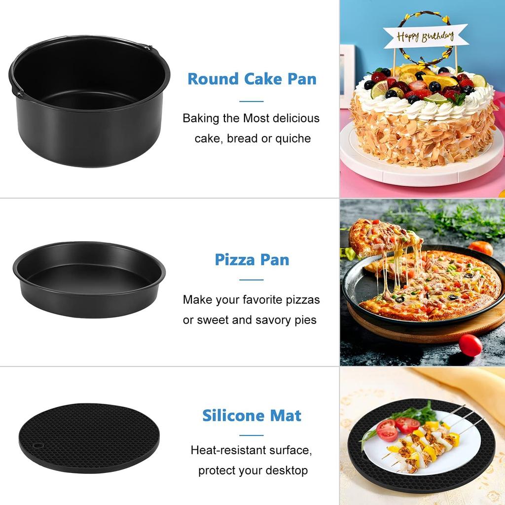 13Pcs Air Fryer Accessories Set Non-stick Safe Durable Compatible with 3.7-6.8QT Oil-free Fryer Universal Kitchen Baking Tools