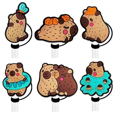 Cute Straw Tip Covers Capybara Spill Proof Stopper Set Creative Capybara Straw Covers Cap