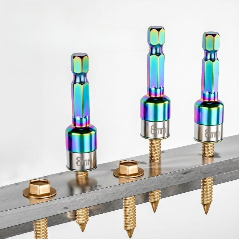 1/4Pcs 8mm Hex Shank Ratchet Socket Adapter, Metal Impact Wrench Converter for Power Drill Hexagonal Screwdriver Bit Tool