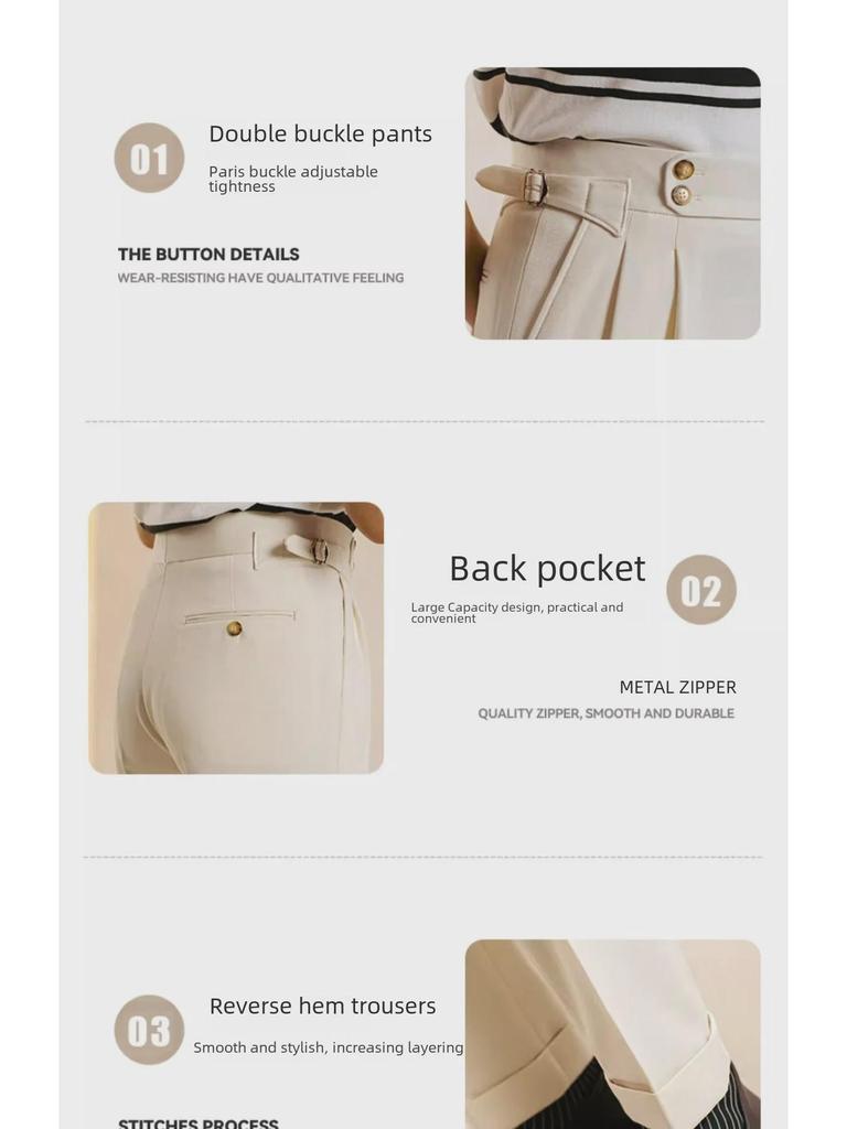 Herren Ganzjahres Hose im koreanischen Stil, lässig, gerade geschnitten - Unifarben & modisches Anzugdesign