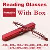 Portable Metal Reading Glasses Womern Men Eyeglasses with Box Metal Frame +125 To +375 Blue Light Reading Glasses Women