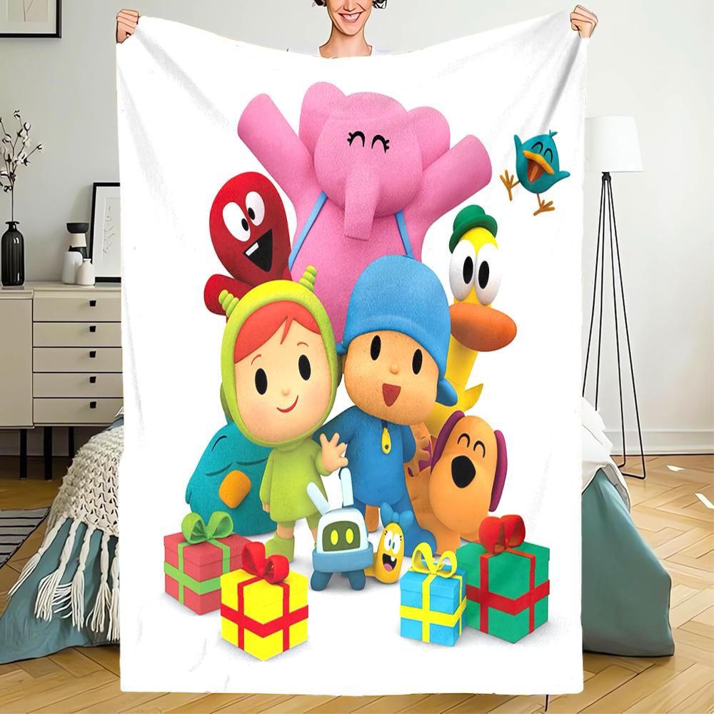 Pocoyo Theme Printed Blanket - Perfect for Couch, Bed, Travel & Outdoor Use | Machine Washable, Cozy & Durable.