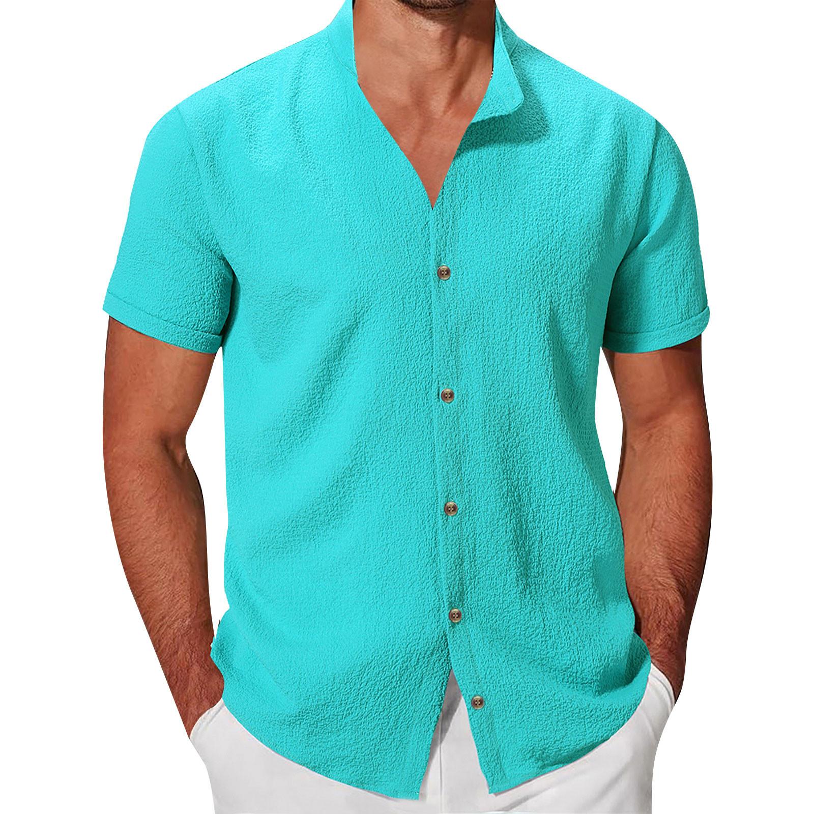 

Гавайская рубашка для мужчин, мужские винтажные рубашки для боулинга на пуговицах, летняя пляжная рубашка с коротким рукавом L