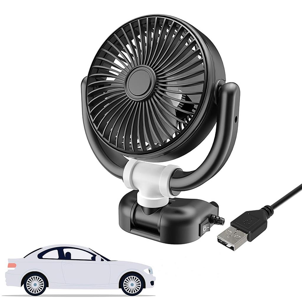 Raksonic Bilvifte, USB Varmeavledning, Stor Vindkraft, 3 Blader, Sterk Luftstrøm, 360° Vinkel